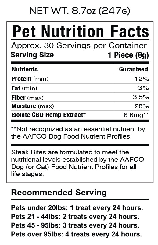 CBD Pet Treat 16oz 200mg - Soft Chew - Steak