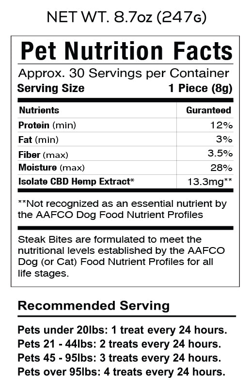 CBD Pet Treat 16oz 400mg - Soft Chew - Steak