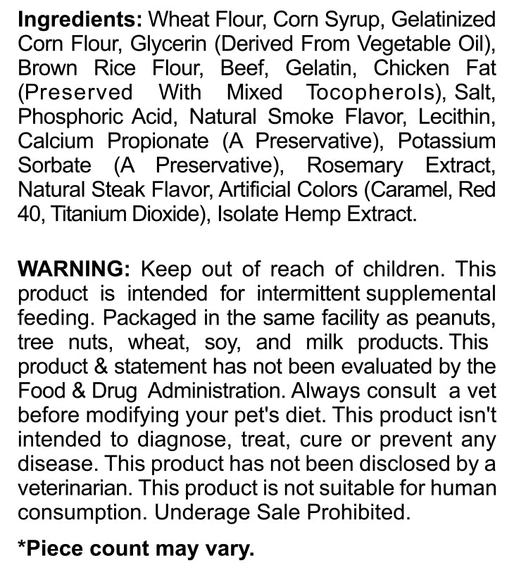 CBD Pet Treat 16oz 200mg - Soft Chew - Steak