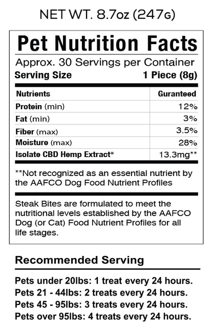 CBD Pet Treat 16oz 400mg - Soft Chew - Steak